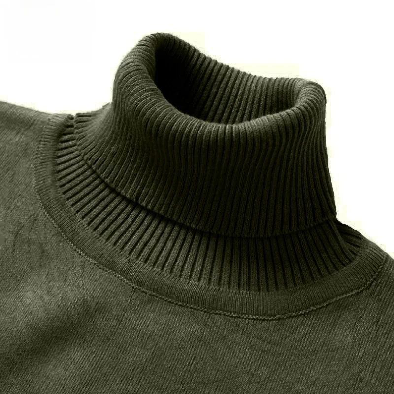 Jesienny męski sweter z dzianiny z golfem Nowy jednolity kolor Ciepła odzież uliczna Zimowy lekki sweter w stylu vintage Czarne szare topy — zdjęcie 2