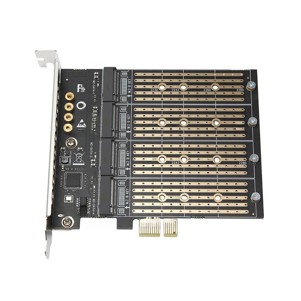 Adapter PCIE na M2 PCI Express X1 3.0 4 porty B klucz M.2 NGFF SATA SSD Adapter PCI-E M.2 karta rozszerzeń Riser — 2