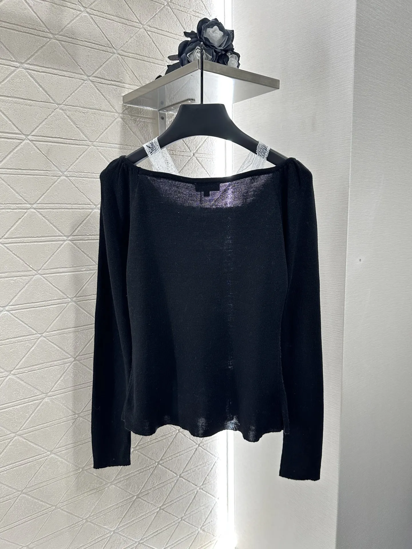 

2025 New Lace Strap Knitted Top with Wool Yarn Weaving Texture Elastic WYY-109