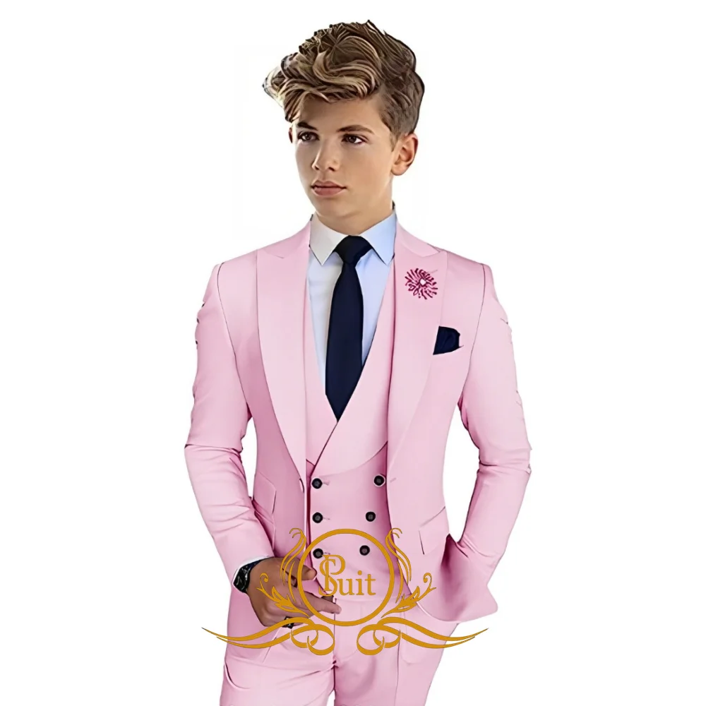 Boys Formal Suit 3 Piece Jacket Vest Pants Set Wedding Prom Boys Tuxedo Slim Fit Dresswear Suits