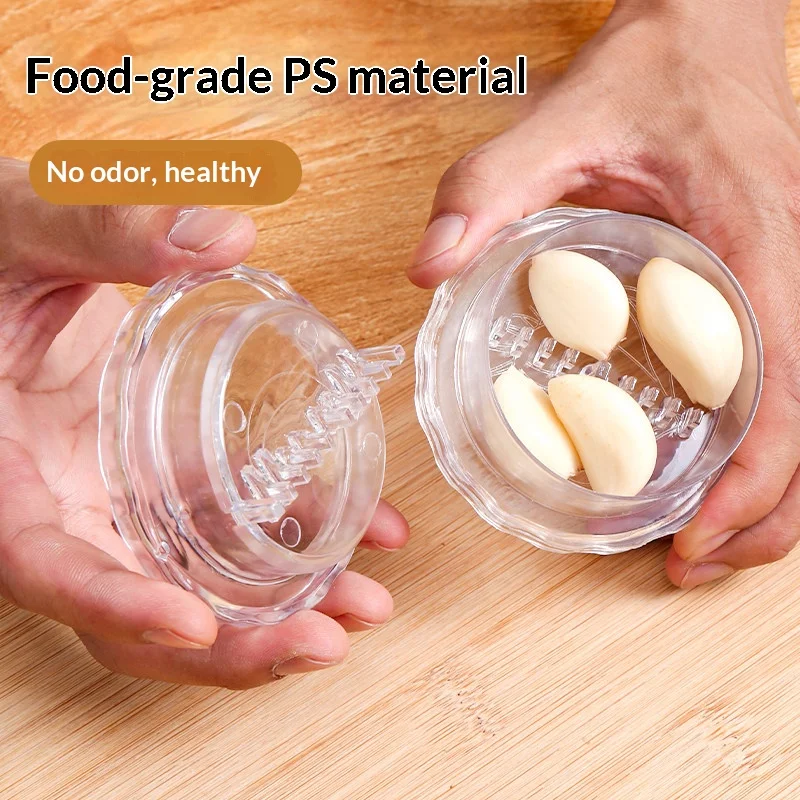 Mini Manual Garlic Press Rotate Garlic Mincer Food‑Grade PS Plastic Ginger Crusher Portable Kitchen Gadget for Home Cooking