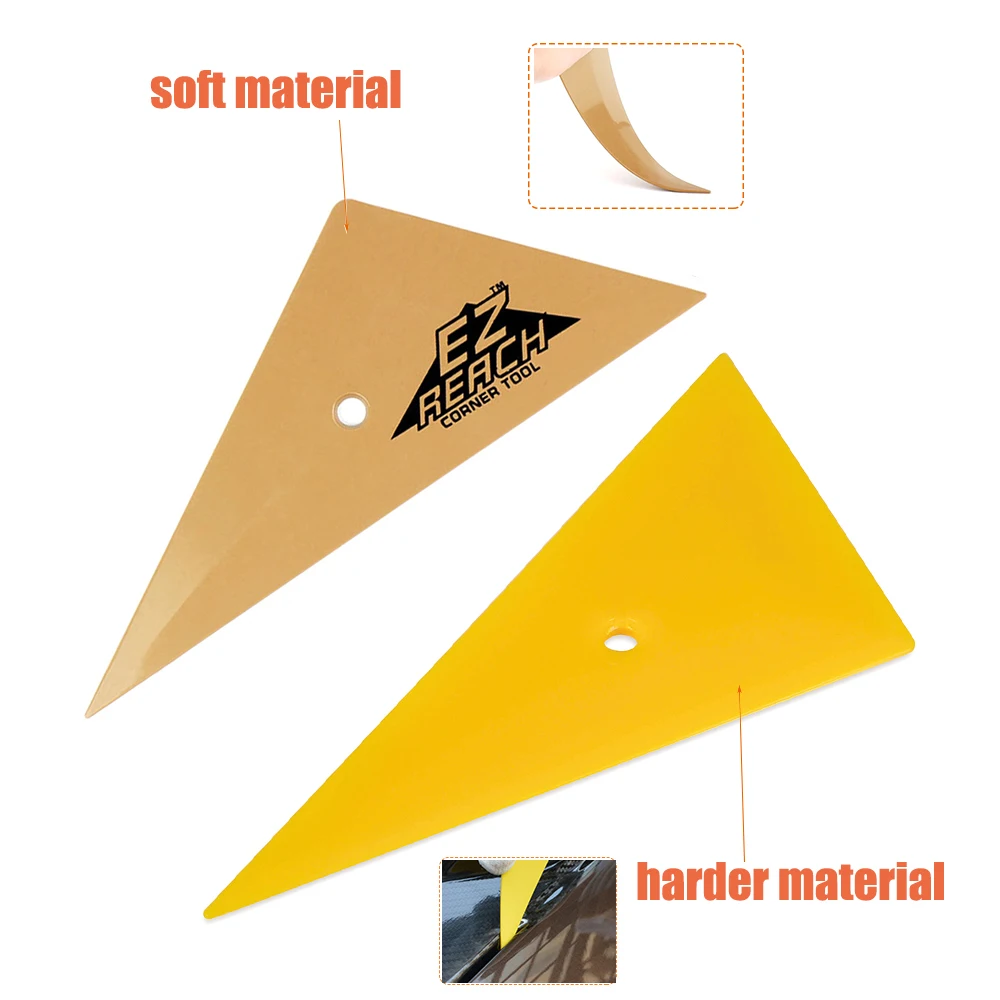 TOFAR Soft Triangle Squeegee Carbon Fiber Film Corner Plug Card Scraper Car Vinyl Wrap Window Tinting Wallpaper Application Tool