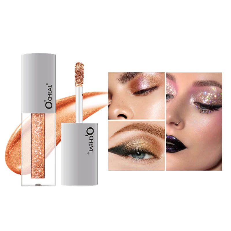 Ocheal Liquid Eyeshadow Pearlescent Shimmer Long Lasting  Pearly Fine Sparkling Sequins Eye Shadow Highlighter Quick Drying