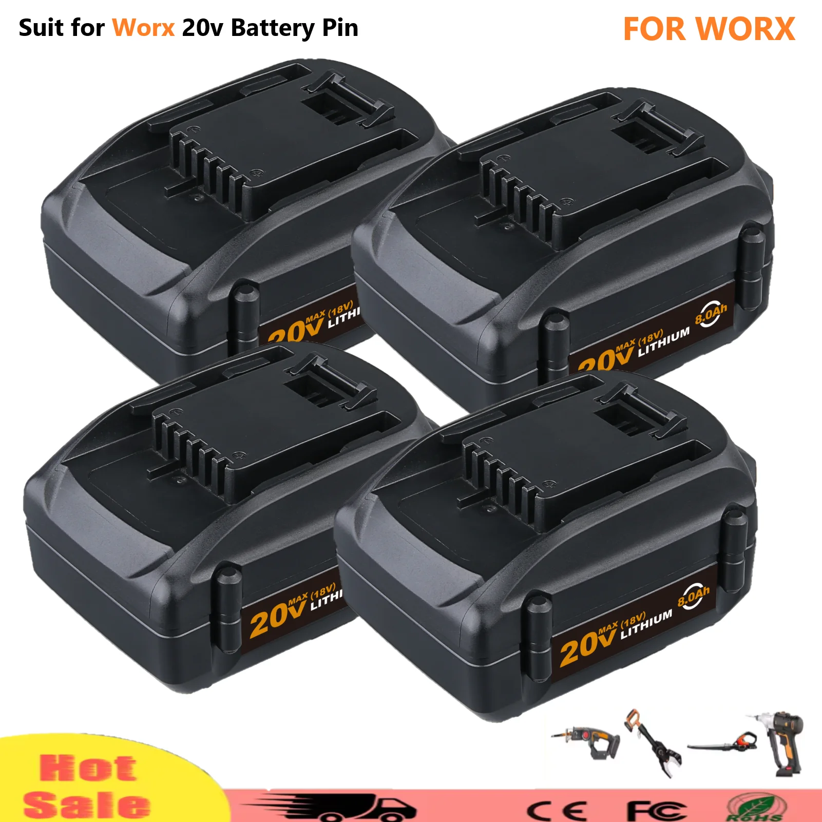 

1/2/4 шт. 20 В 8,0 Ач WA3520 аккумулятор, совместимый с аккумулятором Worx WA3525 WA3575 WG151s WG155s WG251s WG255 WG540s WG545s аккумуляторный контакт