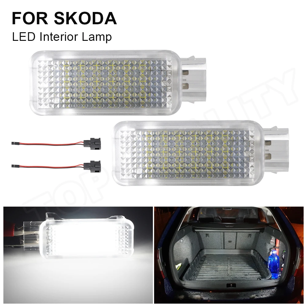 2X  LED Interior Light For Skoda Octavia Fabia Superb LED Luggage Trunk Lamp For Audi A1 A3 A4 A5 A6 A7 A8 For VW Golf