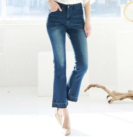 [VIVAJOY] women incised span pants semi darkblue boots-cut pants