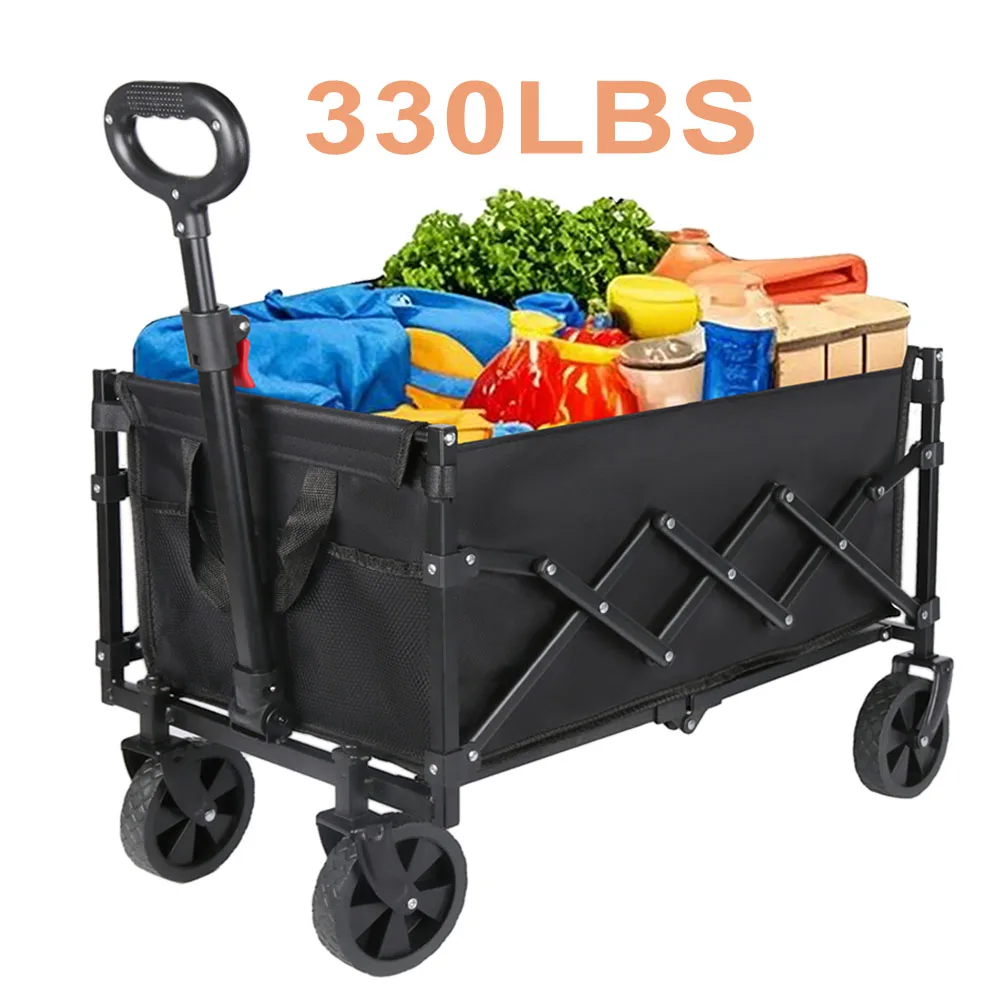 Carro utilitario plegable para acampar al aire libre, carrito de compras portátil de gran capacidad de 150L para Picnic y jardín