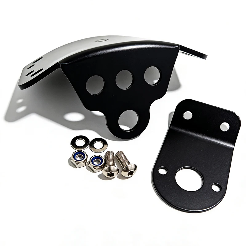 

YUNTANMT Black Curved Side Mount License Plate Bracket 3/4"&1" Axle Hole for Sportster Bobber Chopper Custom Cruiser Motorcycles