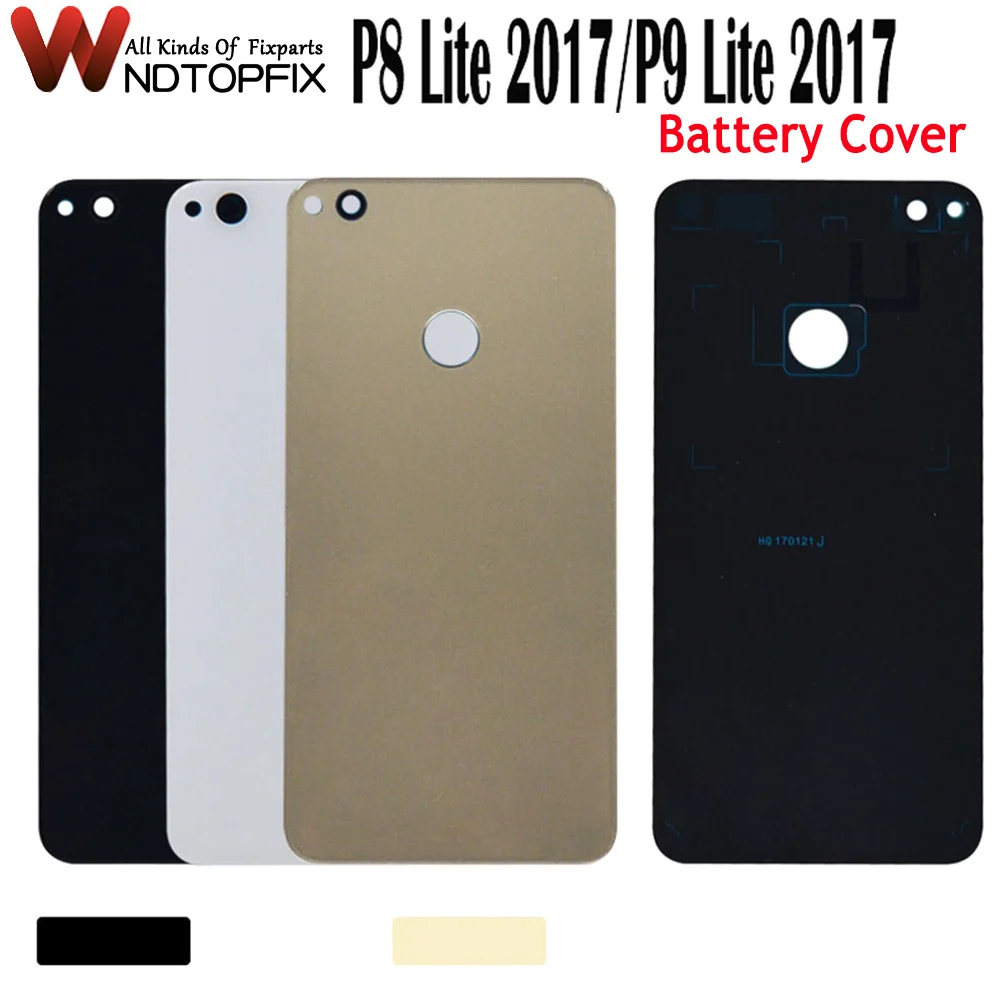 For Huawei P8 Lite 2017 Back Glass Battery Cover For Huawei P9 Lite 2017 Back Glass Cover Rear Door Housing Case Replacement