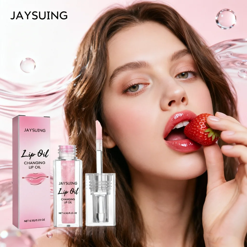 Jaysuing Color Changing Lip Oil, Long Lasting Moisturizing Lip Gloss, Portable Daily Lip Care Makeup