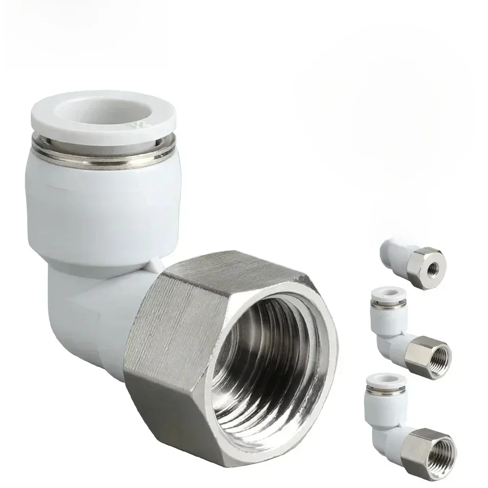 Tuyaux Coudés Pneubagues pour Tuyau d'Air, Connecteur à Percussion, Filetage Femelle BSP, Connecteurs de 4mm, 6mm, 8mm, 10mm, 1/8, 1/4, 3/8, 5/10 Pièces