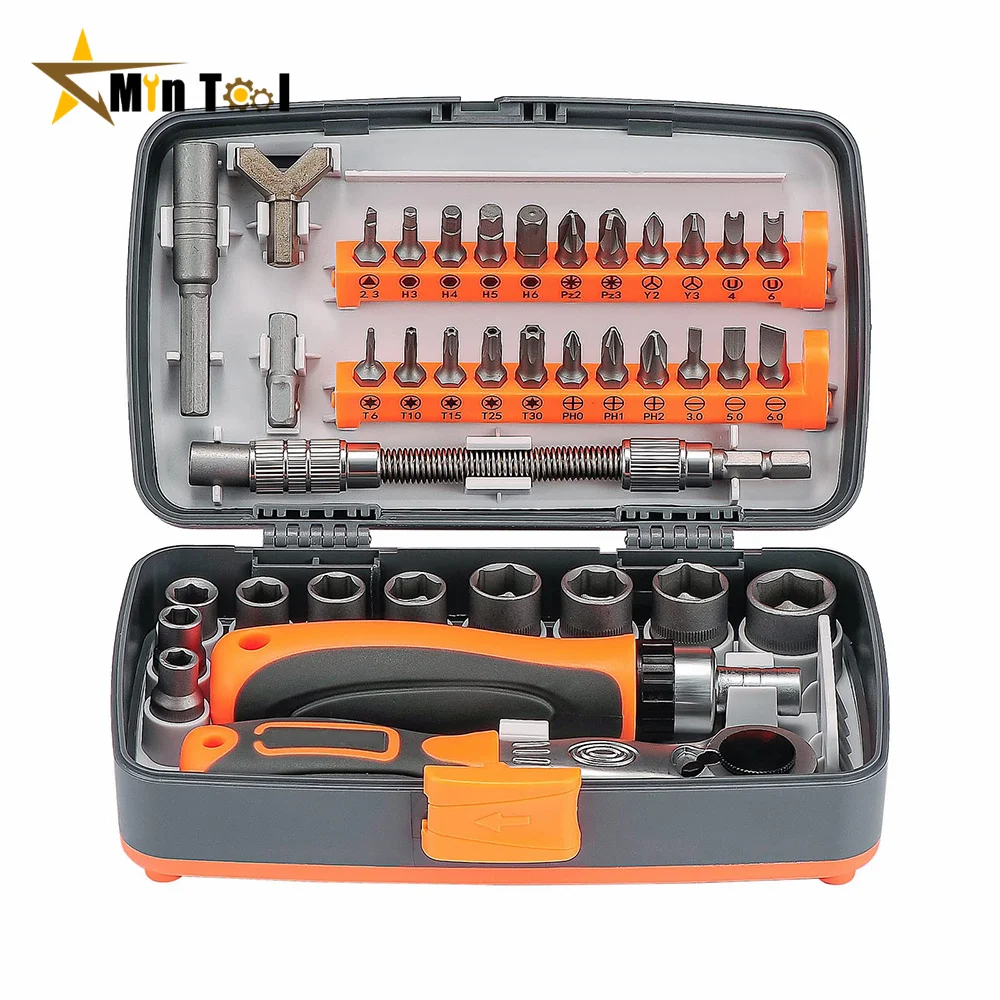 38 in 1 Screwdriver Set Retractable Multifunction Plum Shaped Ratchet Screwdriver Box 1 Set Hand Tool