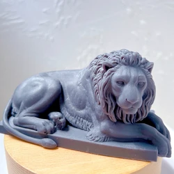 3D Charm Lions Statue Silicone Candle Mold Animal Sculpture Silicone Mould Figure Minimalist Desk Decor