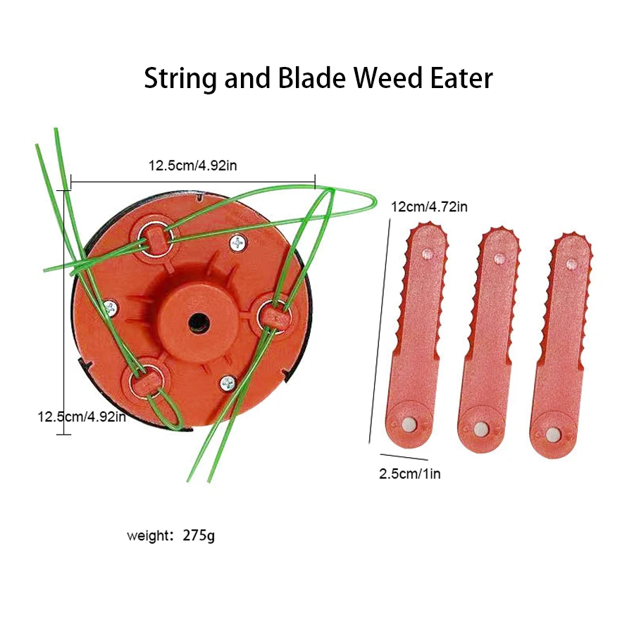 Universal Trimmer Head Replacement 3Way String and 3 Teeth Bladed Brush Cutter Weed Eater Compatible with Stihl Ryobi and More