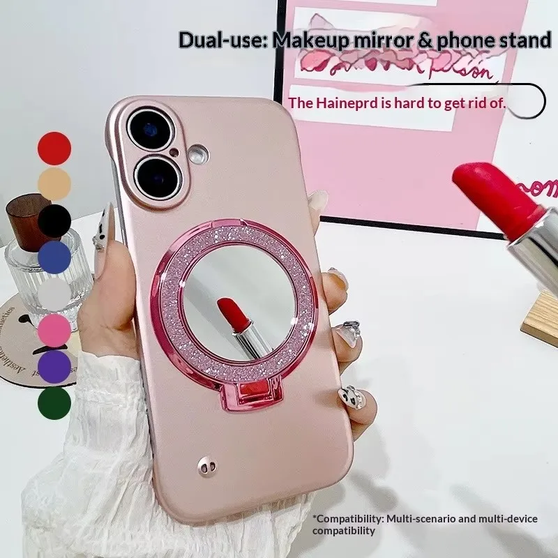 携帯用磁気グリッター付きスマホグリップ、粘着式スタンド、化粧ツール、女の子、女性、外出先でのメイク、自撮り、旅行必需品