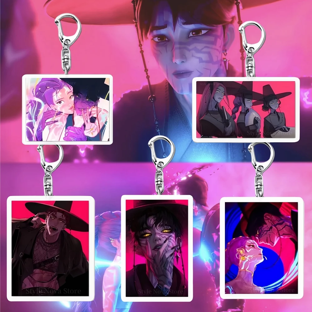 

Kpop Demon Hunters брелок для косплея Rumi Huntrix Saja для мальчиков акриловый брелок-цепочка ювелирные изделия кулон аксессуары для костюмов на Хэллоуин