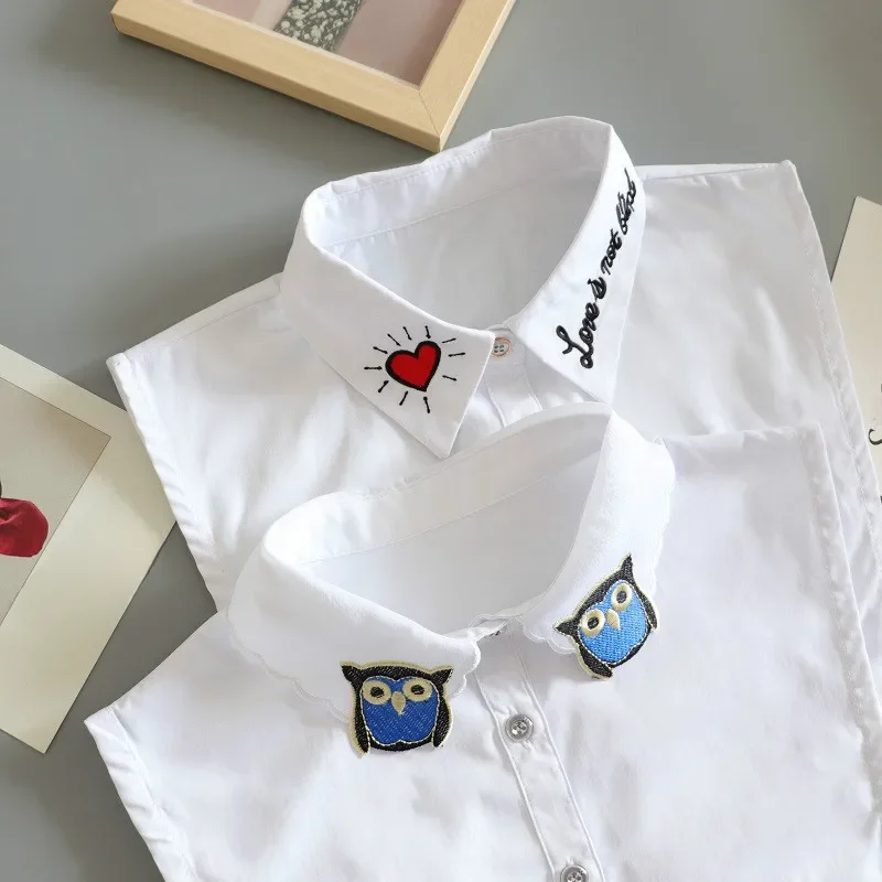 Demi-chemise à col amovible pour femme, faux cols blancs, pull, chemisier, mode