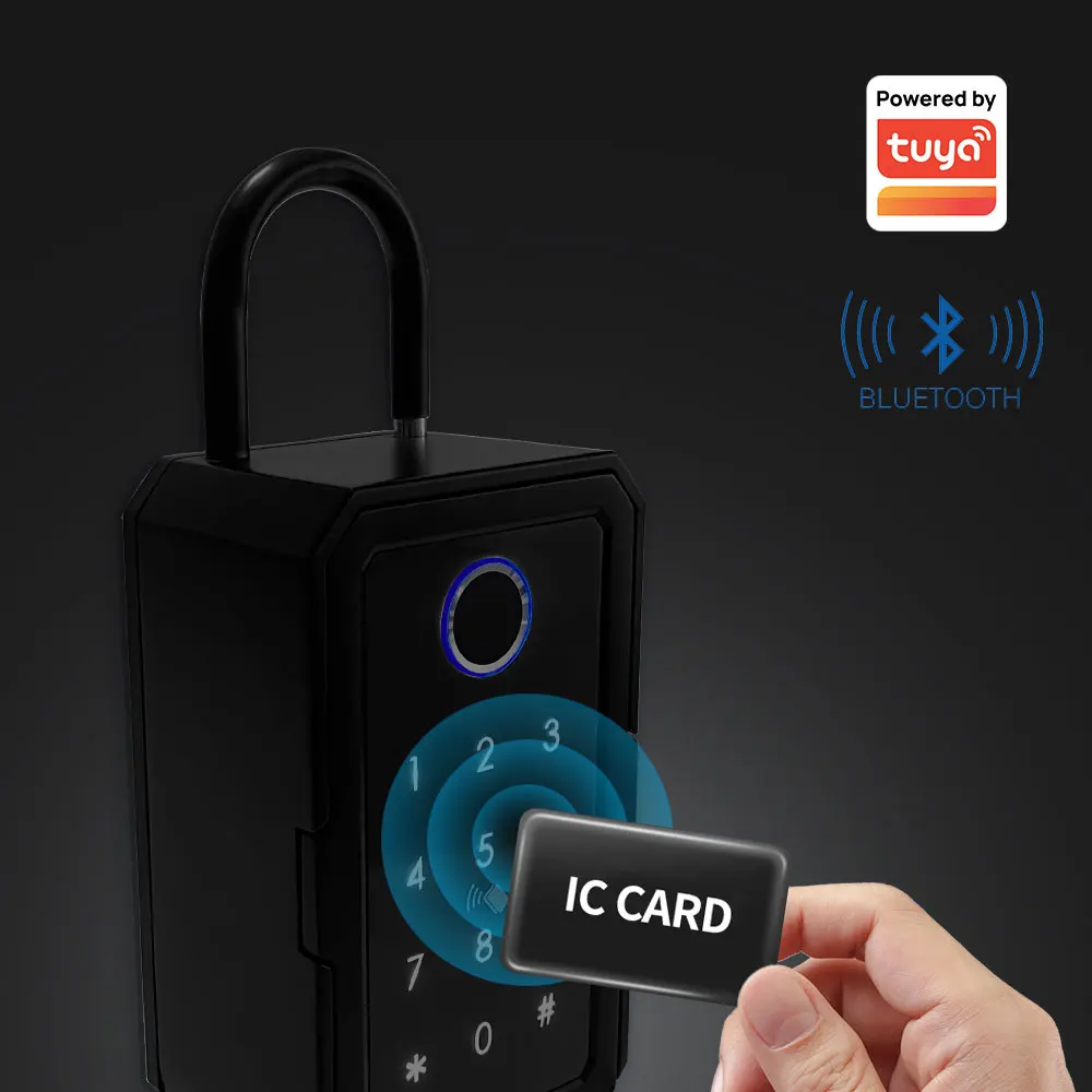 Imagem -04 - Tuya Smart Keyboxs Eletrônicos Funcionam com Bluetooth Gateway Impermeável ao ar Livre Lock Box Segurança Fingerprint Wall Key Box para Casa