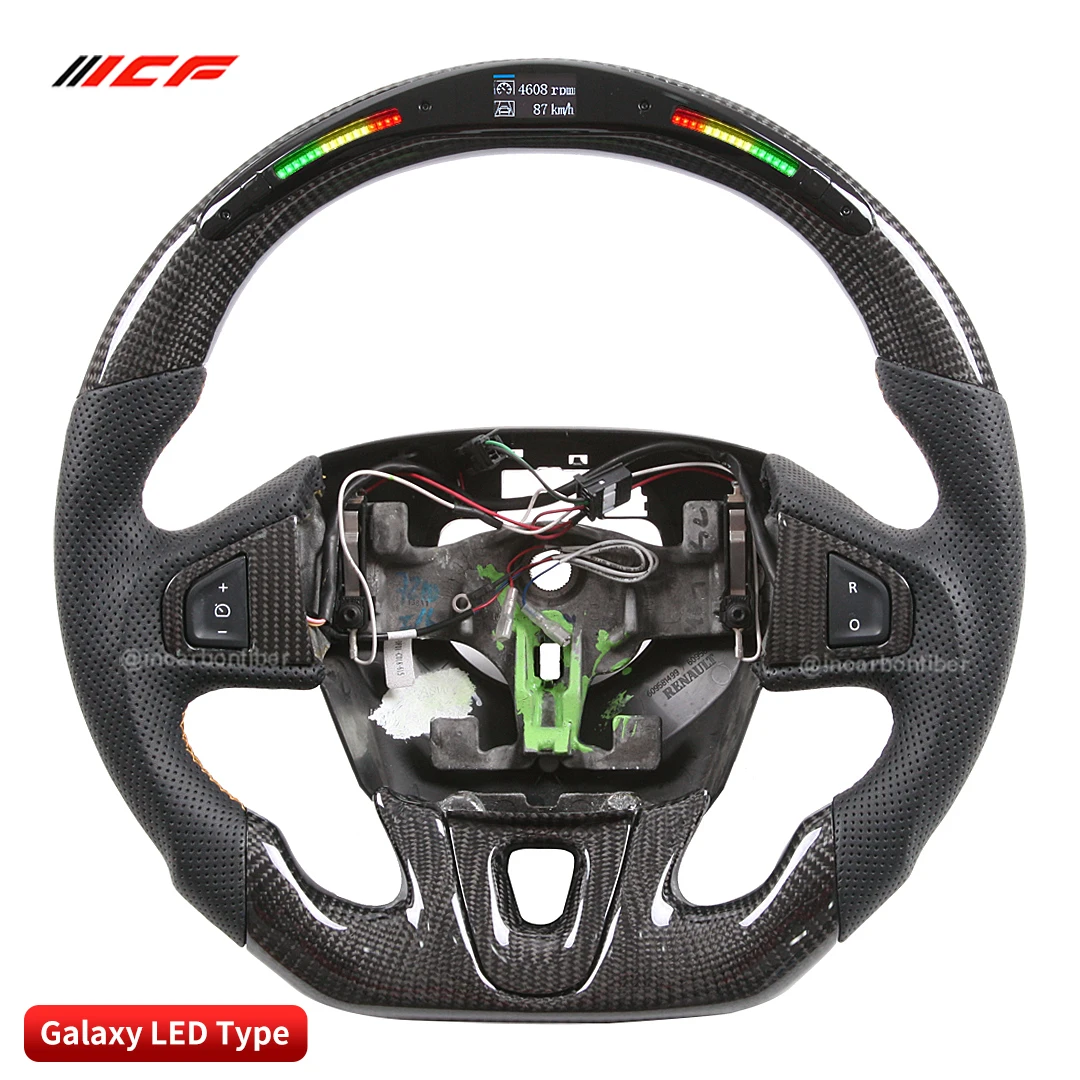 ICF Carbon Fiber Steering Wheel  Leather Perforated for Renault Clio Car Steering Wheel LED Flash Display