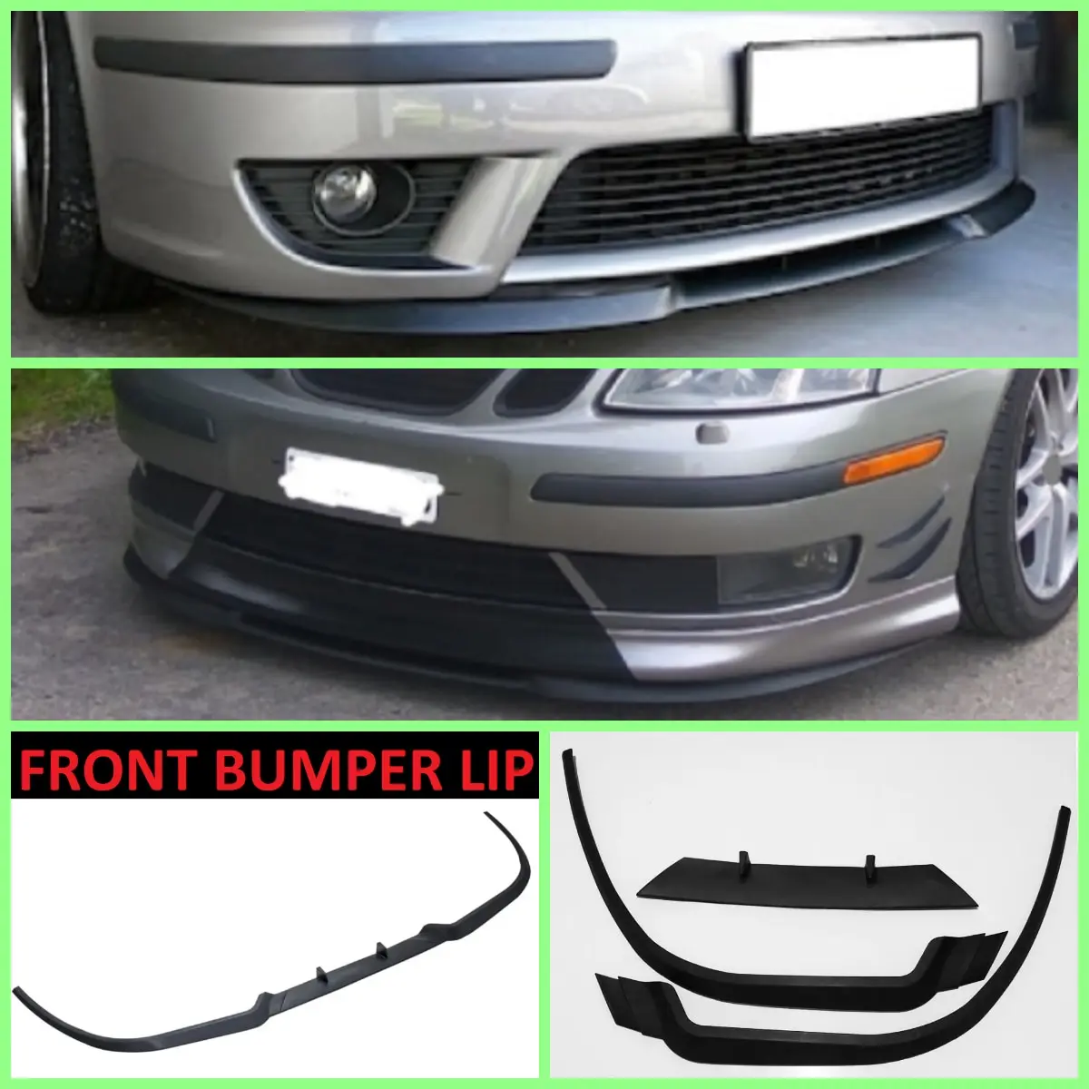 For Saab 9-3 93 MK1 MK2 CUPRA R FRONT SPOILER BUMPER LIP Euro Spoiler Lip Universal 3 pcs Body Kit Splitter Car Accessories