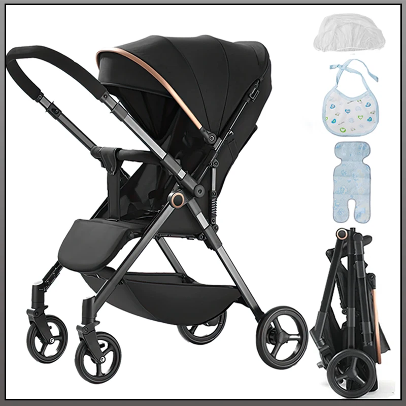 Folk Baby Stroller Luxurious Portable Baby Carriage Fold Pram High Landscape Shock Absorption Newborn Infant Stroller