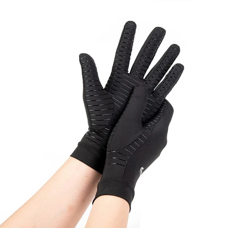 Gants de compression en cuivre pour l'arthrite, gants unisexes coordonnants, soutien des mains et du poignet, Li-des doigts, noir, instituts de moto