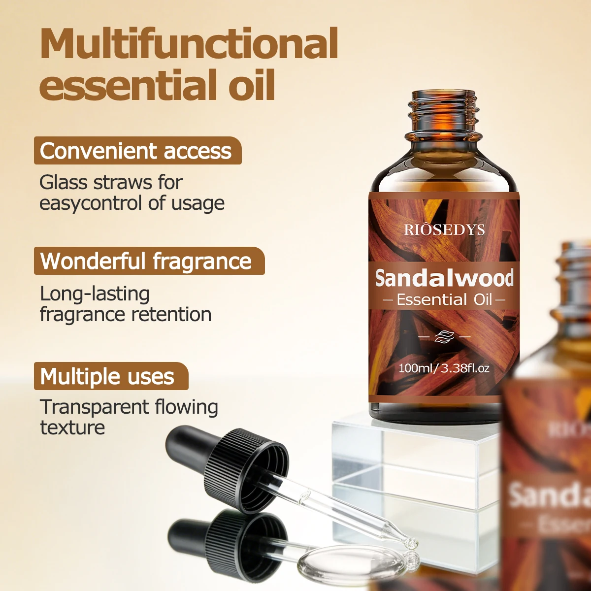 SANDALWOOD Ätherisches Öl, warmes, holziges Duftöl für Diffusoren, DIY-Duftbasteleien und Aromatherapie, sanftes und intensives Aroma – Detail 7