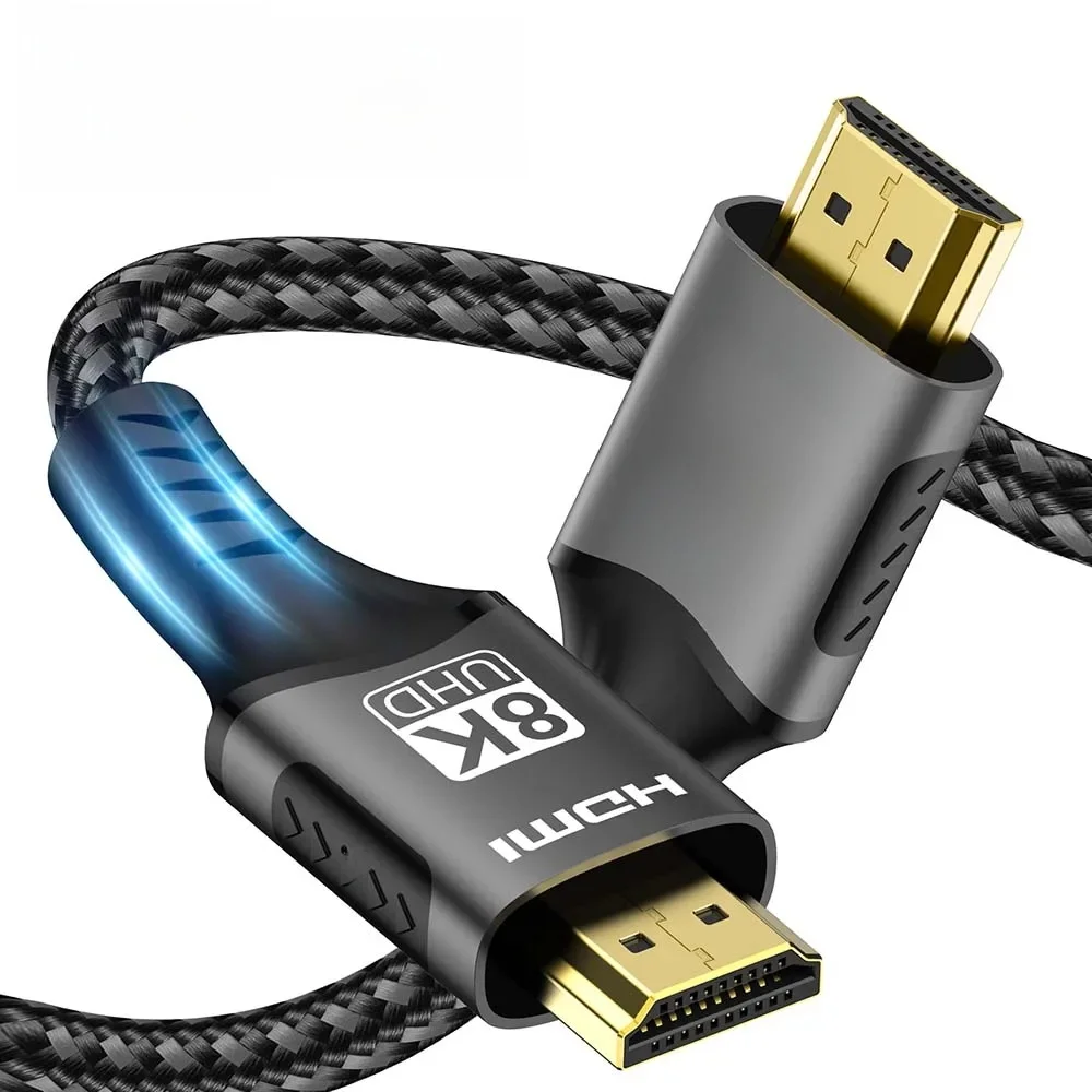 Câble HDMI 2.1, 8K @ 120Hz, 8K @ 60Hz, 48Gbps, EARC ARC HDCP, HDR Ultra haute vitesse pour câble vidéo RTX, PC, ordinateur portable, projecteur HD TV PS5