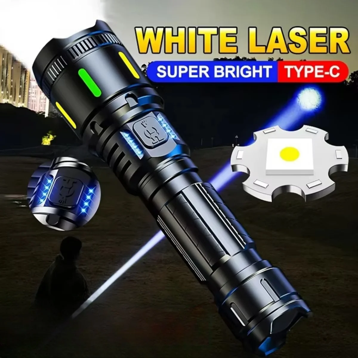 

LongRange Rechargeable Flashlight Zoomable,Waterproof Torch for Camping,Emergencies Outdoor Adventures Multi-Functional Durable