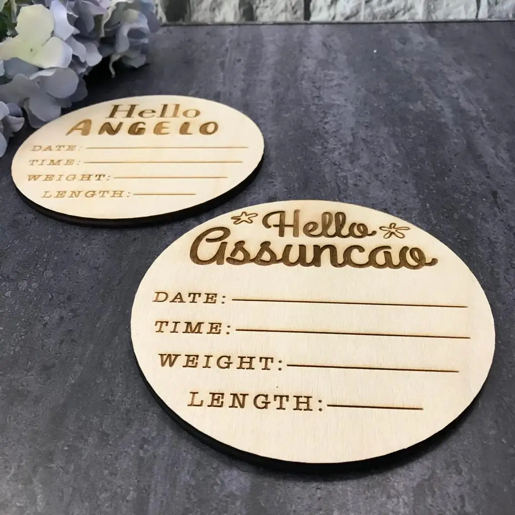 Baby Birth Sign with Custom Name Stats Sign Wooden Milestone Card Month Personalized Newborn Children Photo Props Gift Favor