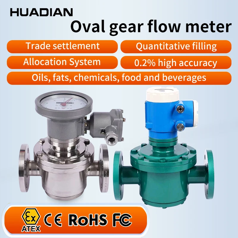 Mechanical Oval Gear Diesel Fuel Flow Meter Digital Counter Oil Flowmeter Pulse Output 1/2