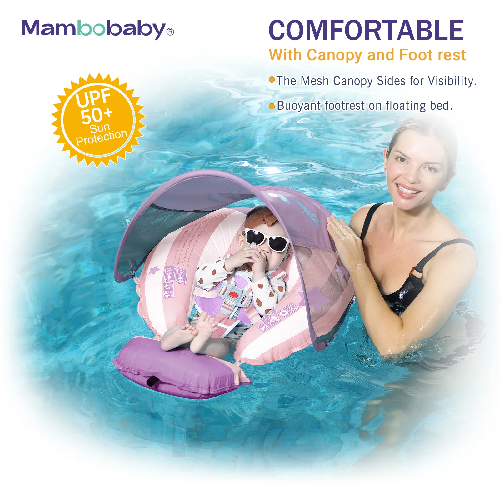 Mambobaby galleggiante per il nuoto del bambino con parasole per accessori per piscine Non gonfiabili per neonati giochi estivi all'aperto giochi d'acqua galleggiante
