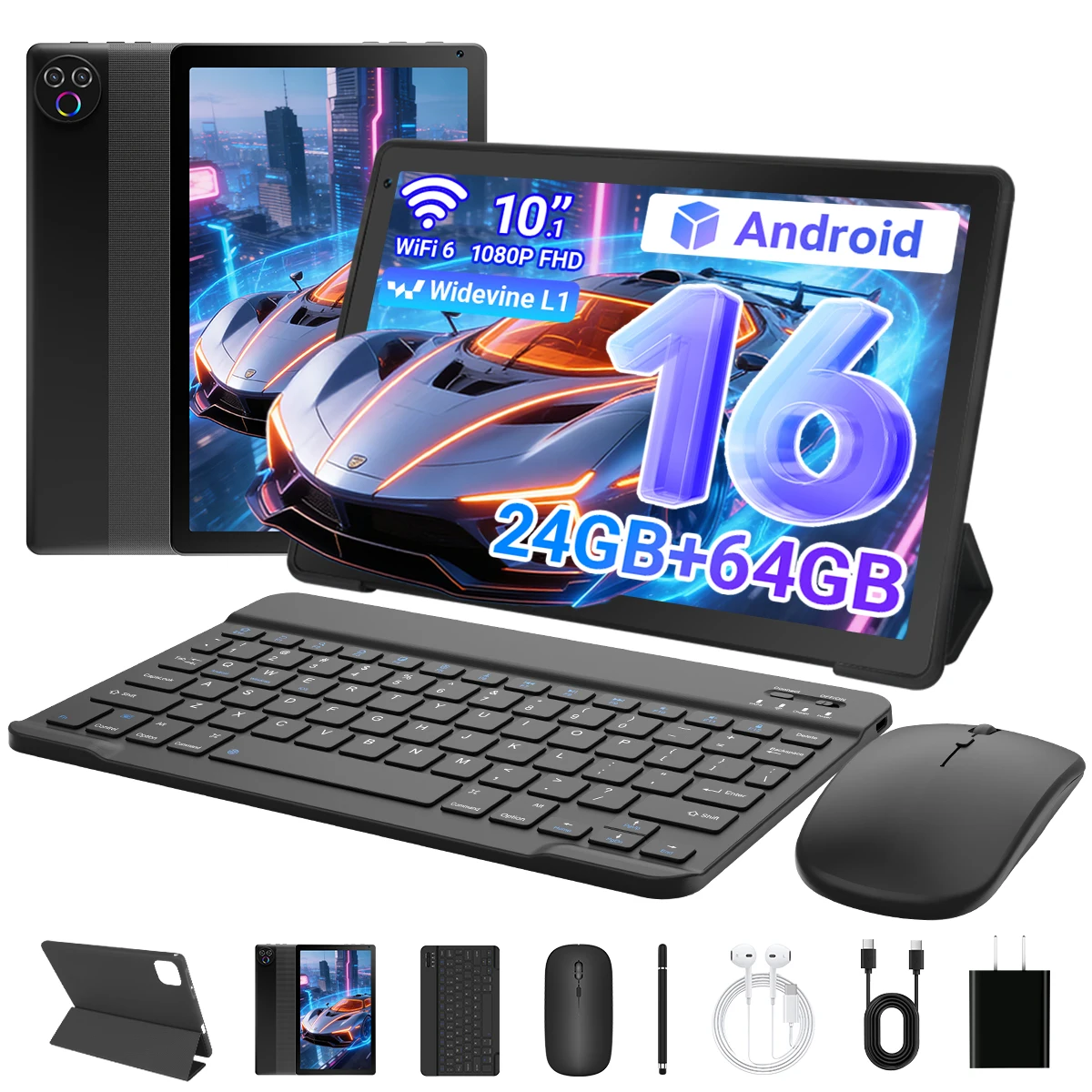 Tableta Hyjoy Kb1001L 10.1" Android16, RAM 20Gb (3+17)+ROM 64Gb, pantalla LCD 800*1280, batería de 5000Mah, cámara frontal de 2Mp y trasera