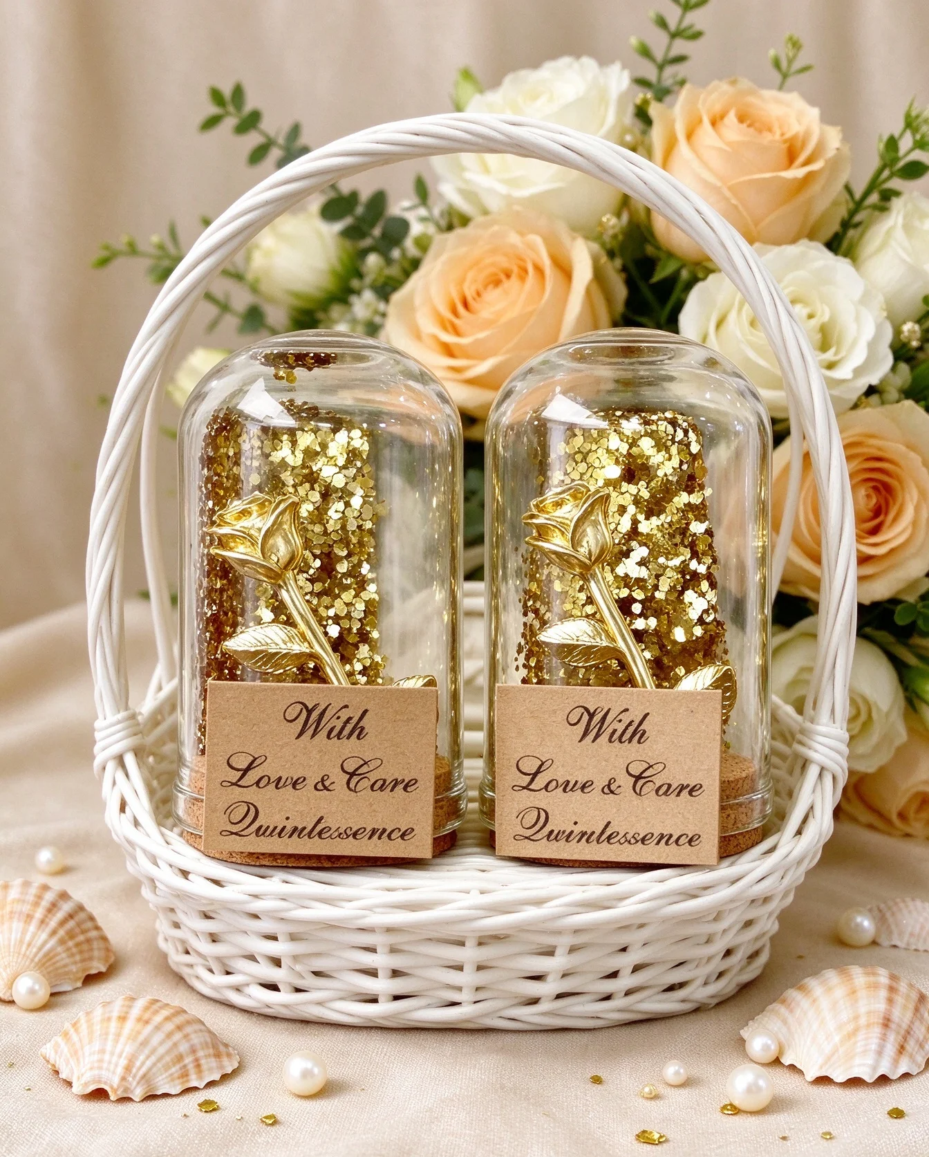 Blush Glass Dome Beauty and the Beast Favors, Bulk Personalized Wedding & Bridal Shower Thank You Gifts for Guests