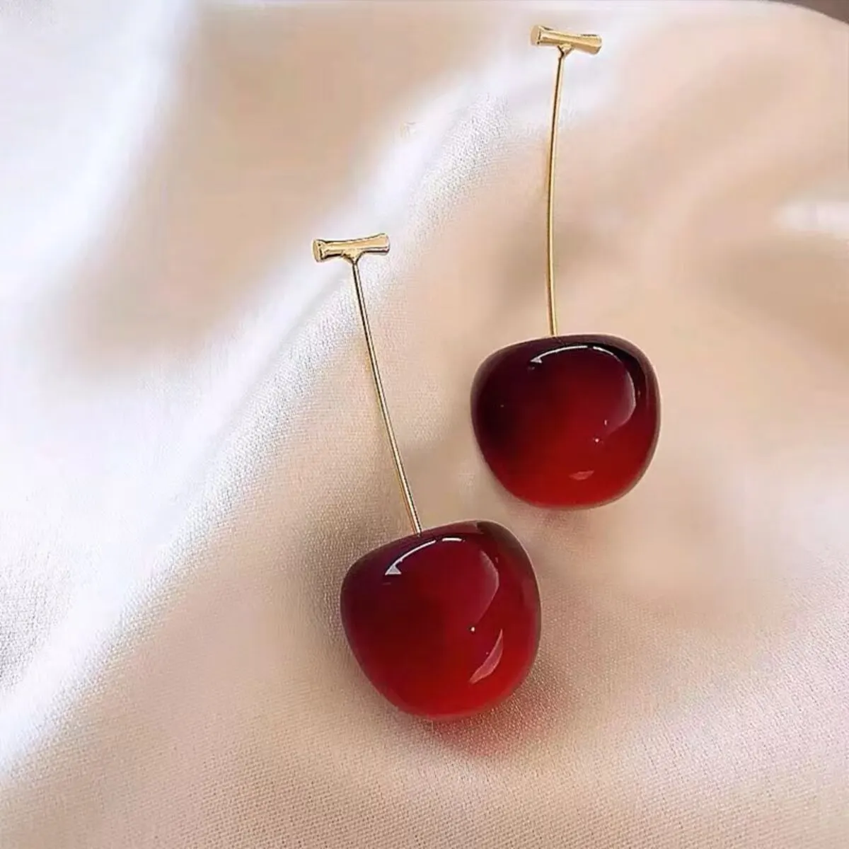 Sweet Red Cherry Earring for Women Trendy Korean Small Fresh Sweet Lovely Cherries Pendant Fruit Earrings Party Jewelry Gifts image 2