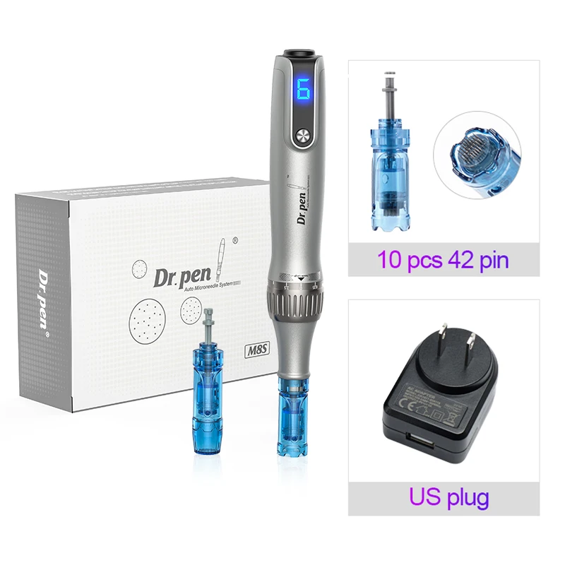 Dr. Pen M 8S Micronaaldling Pen Met 12 Vervangende Cartridges Draadloze Derma Micronaaldle Penset Professionele Huidverzorgingstools