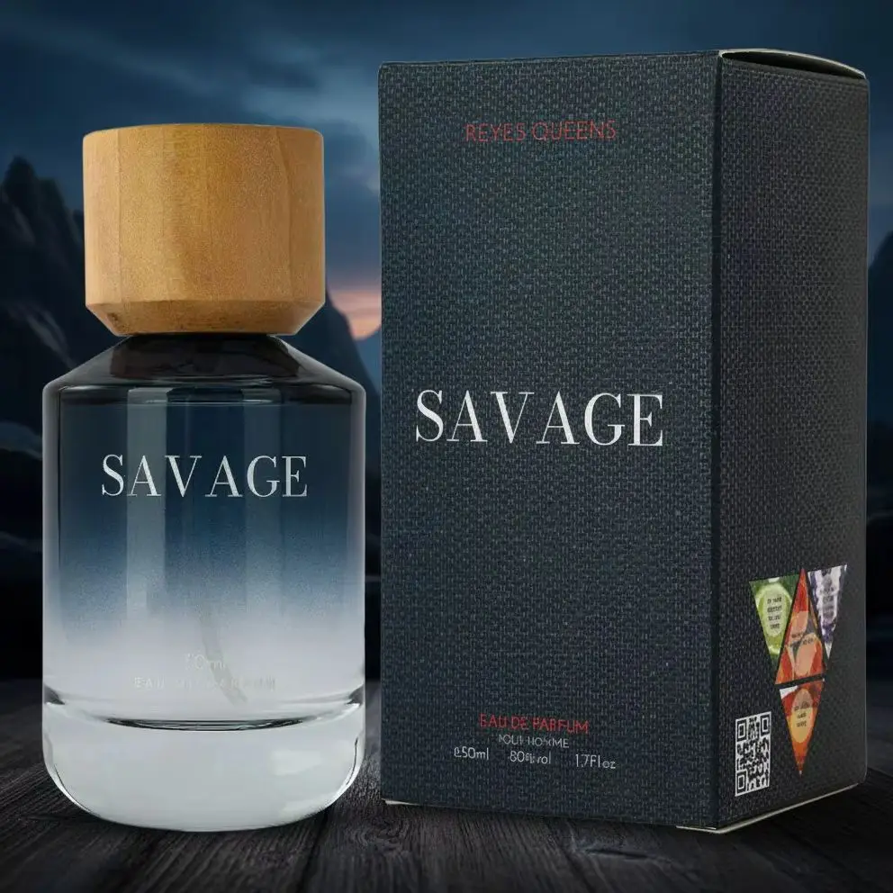 Parfum SAVAGE 50ml. Parfum masculin frais aux notes d'agrumes de bergamote de Calabre, aux notes aromatiques de poivre et de lavande, et à une base boisée intense d'ambroxane et de cèdre.