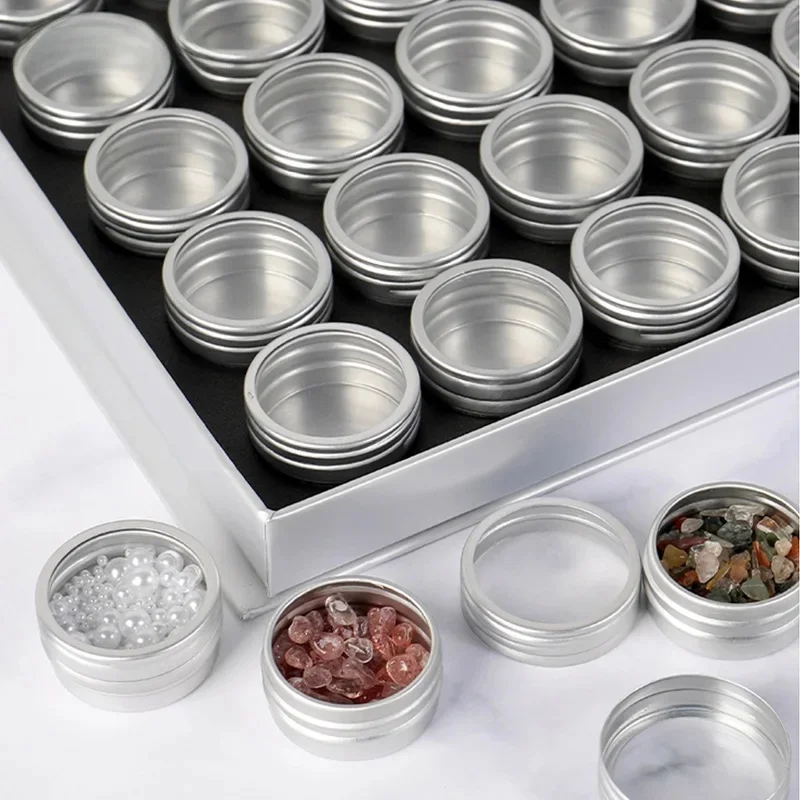 Boîtes vides multifonctions en aluminium argenté, récipient cosmétique, baume à lèvres, pot de crème de maquillage pour Nail Art, boîte de rangement, fournitures pour ongles