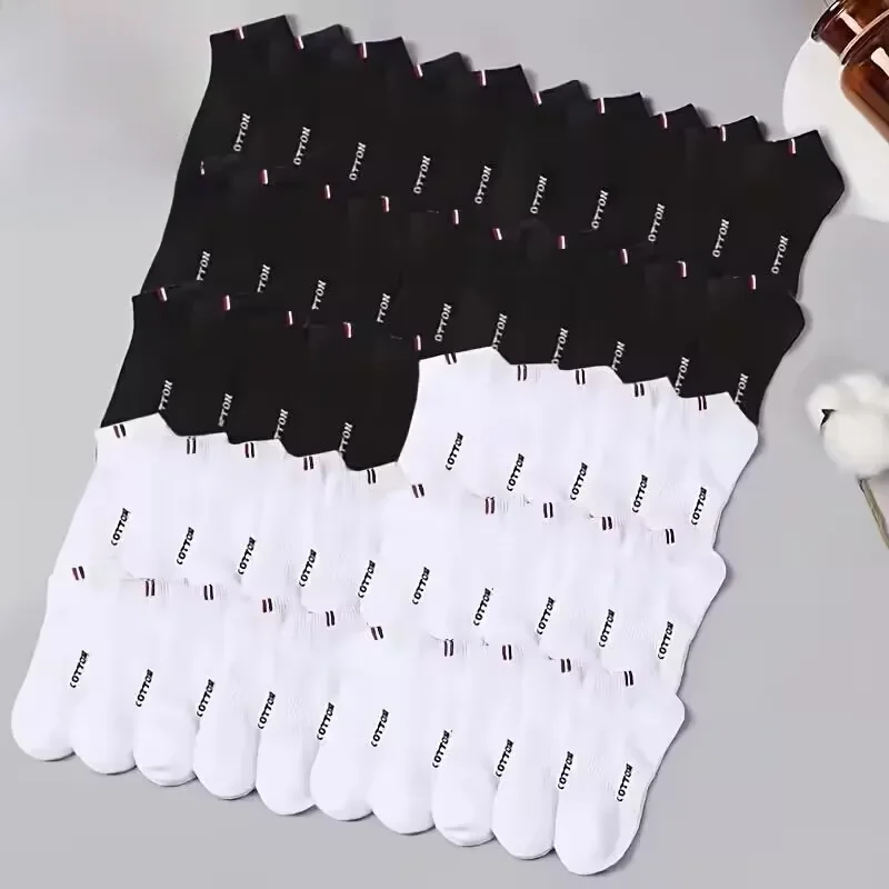 20/50 Paar hochwertige, weiche und bequeme Herren-Sportsocken, lässige und atmungsaktive schwarze und weiße kurze Socken