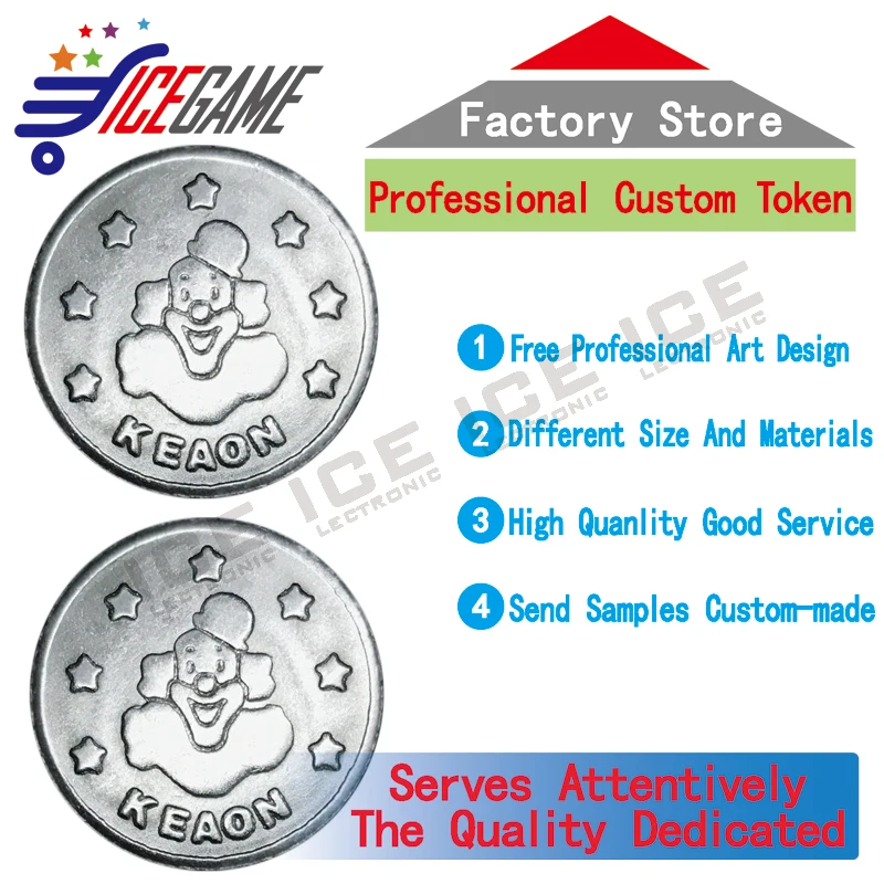 1000 PCS/LOT Metal Stainless  Custom Brass  Token Game Console Tokens Coin  For  Boxing Machine