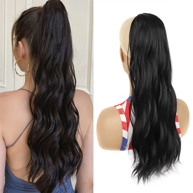 

Synthetic Drawstring Ponytail Extension 22inch Long Curly Wavy Ponytail Hair Extensions for Women Hairpiece for Daily Use Party