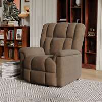 Anajqaqia Electric Recliner, Armchair with Massage and Lumbar Heating, Armrests with USB Charging and Pockets, Velvet, Brown
