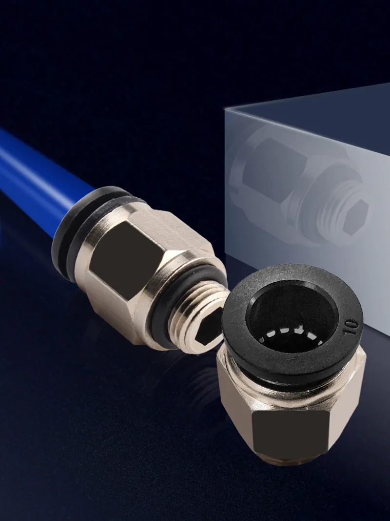 OD 4/6/8/10/12mm G Thread Pipe Fittings 1/8" 1/4" 3/8" 1/2" Male Thread Hose Tube PC Pneumatic Quick Connector Straight Joint