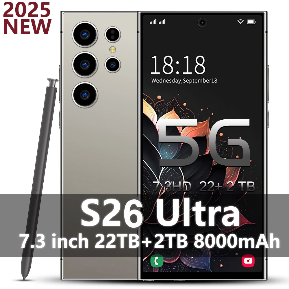 

2025 Global version Mobile Phones S26 Ultra 7.3HD Cellphones 22G+2T Original Smartphone Dual SIM Android 14 7800mAh 5G Phone