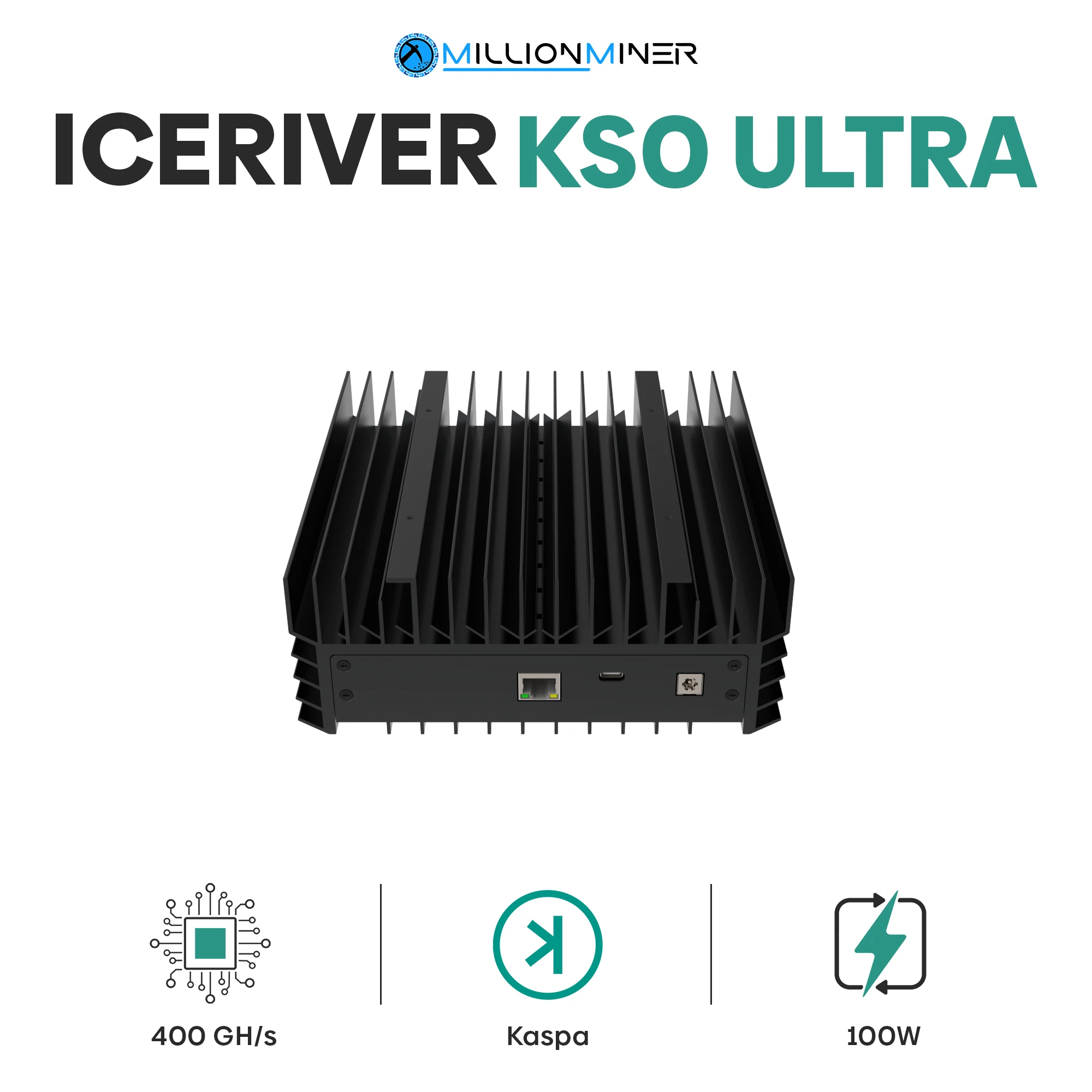 ICERIVER KAS KSO ULTRA 400GH Miner, Kaspa Miner, 100 vatios, nuevo, ventas de consumo