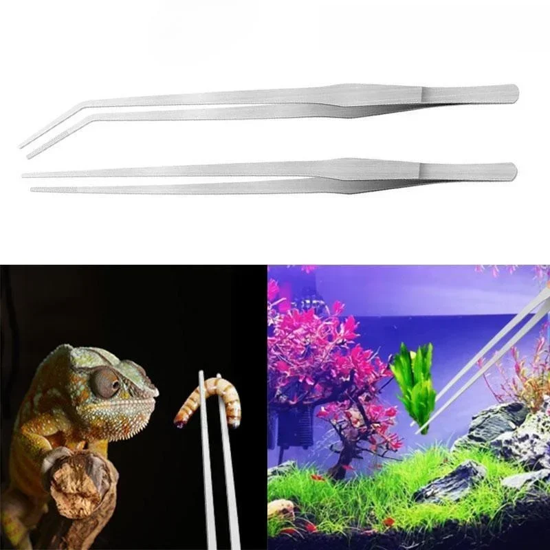 38/48cm pęseta ze stali nierdzewnej akwarium rośliny wodne pęseta narzędzie akwarium Aquascaping długie pęsety ptaki karmnik dla gadów — zdjęcie 2