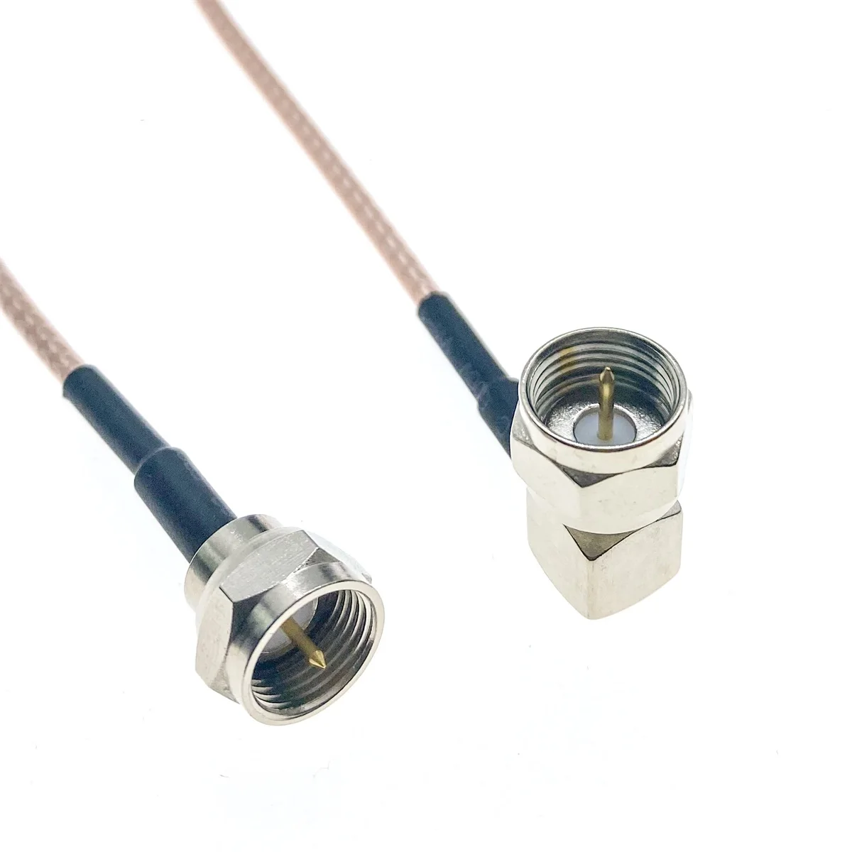 

75Ohm RG179 Cable F Male Plug to F Male Right Angle Antenna Cord Jumper TV Aerial RF Coaxial Cable