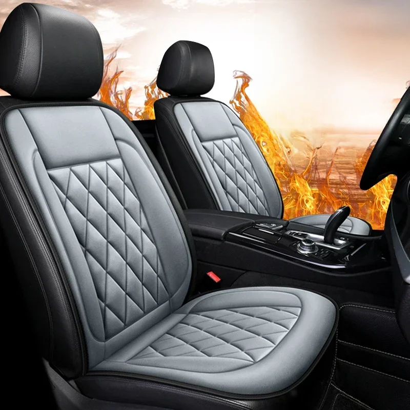New 2PCS Car Winter Seat Set Heating 12V Driver Seat Cover Car Thermal Cushion Vehicle Heated Seats Heated Car Heating Cushion