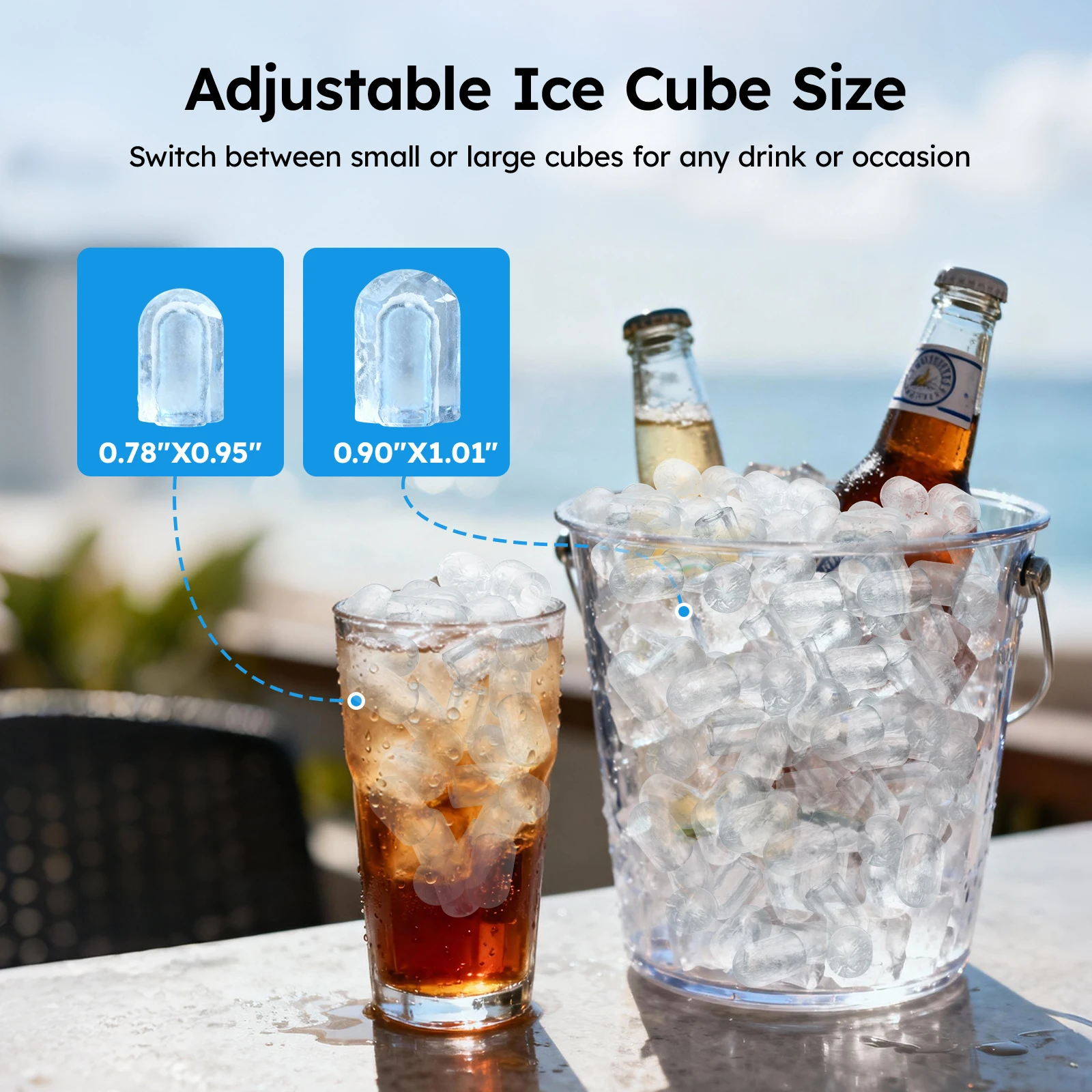 Portable Countertop Ice Maker with Handle – 26 lbs/24H, 8 Cubes in 6 Mins, Auto-Cleaning for Home & RV 4