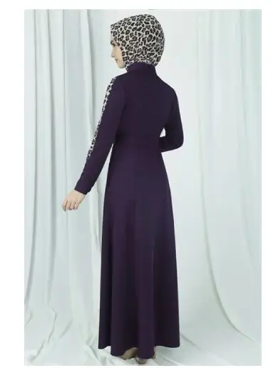 HitDukkan-Abaya de leopardo ciruela con chal, conjunto 1234569775